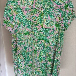 Lilly Pulitzer Pink and Green Short Sleeve Top